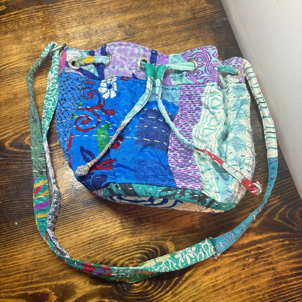 World Market Blue Patchwork Purse - image 1